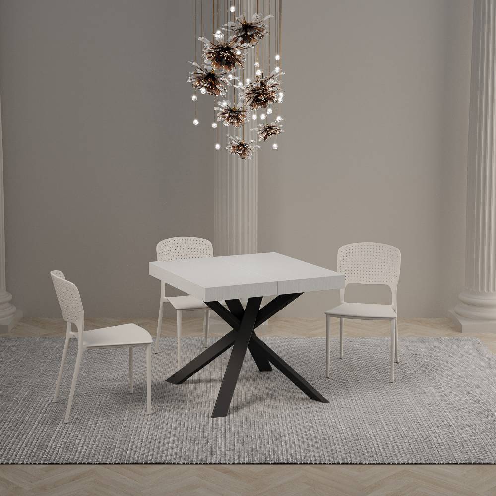 Itamoby Tavolo allungabile 90×90/194 cm Clerk Premium piano Bianco Frassino – gambe Antracite Qualità