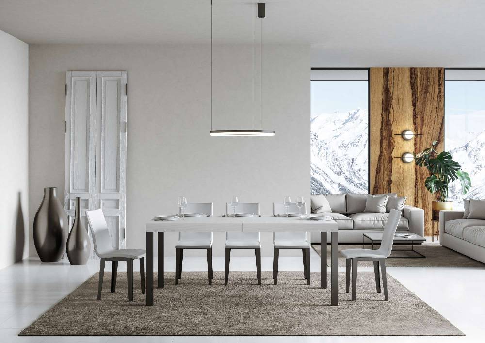Itamoby Tavolo allungabile 90×180/284 cm Everyday Premium Bianco Frassino telaio Antracite Pezzi Unici