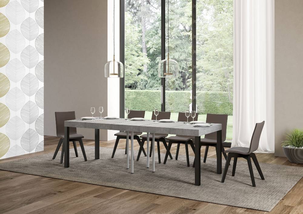 Itamoby Tavolo allungabile 90×90/246 cm Everyday Premium Cemento telaio Antracite In Saldo