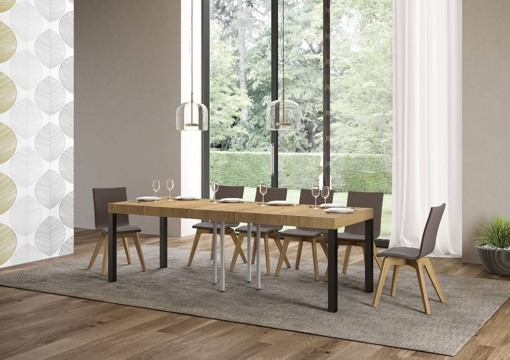 Itamoby Tavolo allungabile 90×90/246 cm Everyday Premium Quercia Natura telaio Antracite Economico