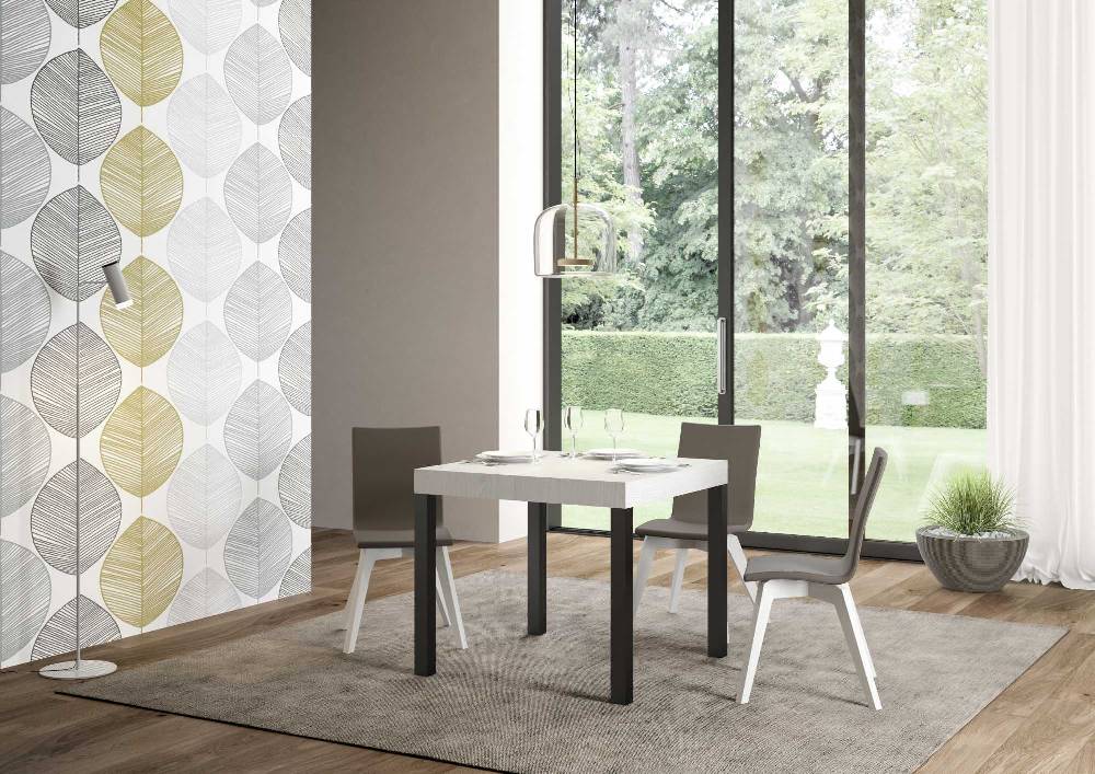 Itamoby Tavolo allungabile 90×90/246 cm Everyday Premium Bianco Frassino telaio Antracite Online