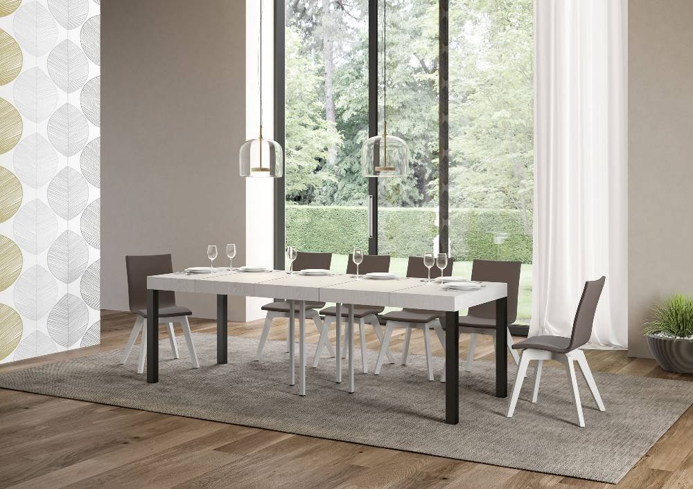Itamoby Tavolo allungabile 90×90/246 cm Everyday Premium Bianco Frassino telaio Antracite Online
