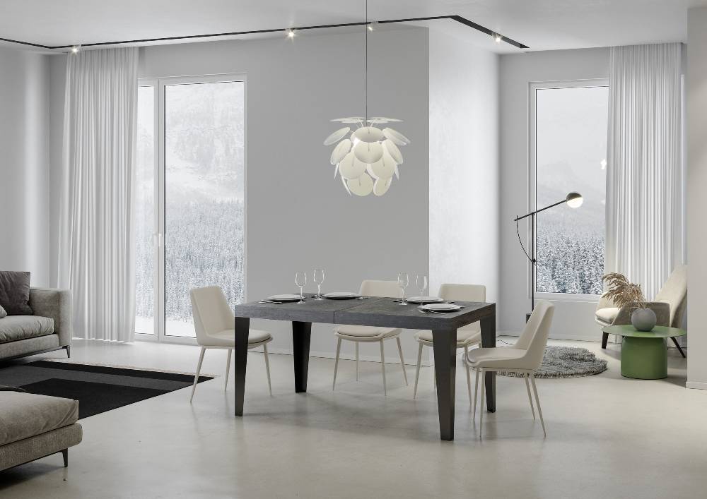 Itamoby Tavolo allungabile 90×180/284 cm Flame Premium Cemento telaio Antracite In Vendita