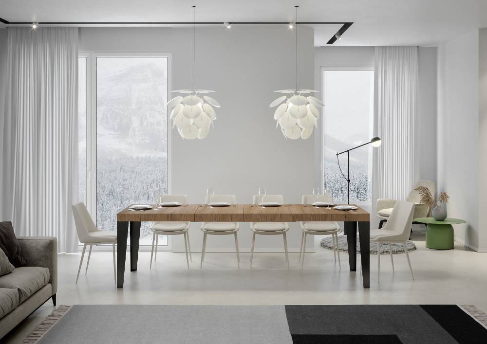 Itamoby Tavolo allungabile 90×180/284 cm Flame Premium Quercia Natura telaio Antracite Saldi