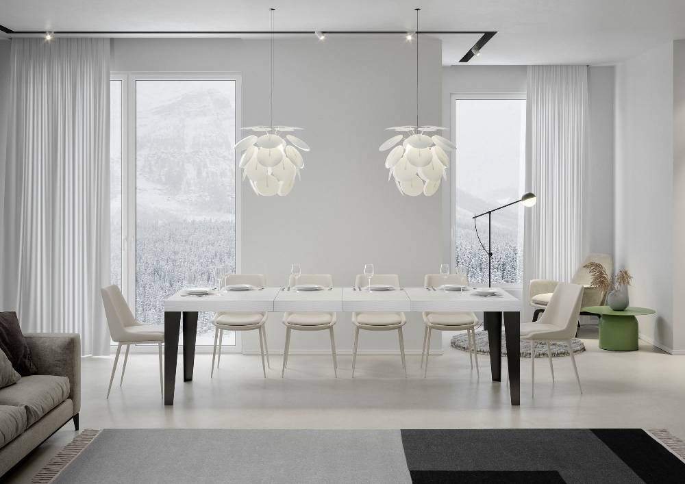 Itamoby Tavolo allungabile 90×180/284 cm Flame Premium Bianco Frassino telaio Antracite Offerte