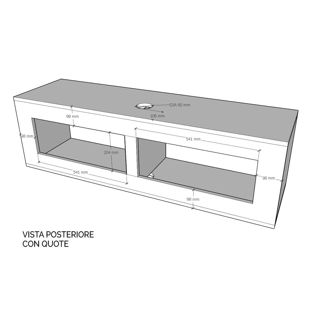 Itamoby Pensile TV Ribalta con passa cavi L.133,6H.40 P.39,5 Bianco Frassino Presa