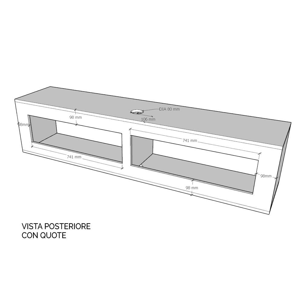 Itamoby Pensile TV Ribalta con passa cavi L.173,6 H.40 P.39,5 Bianco Frassino Sconto