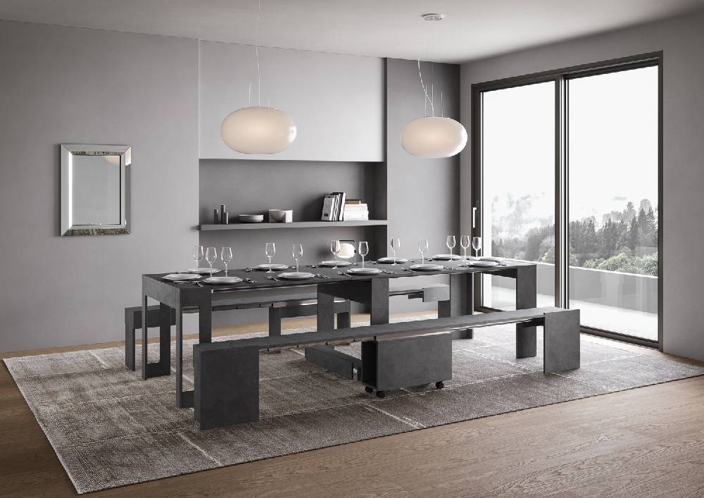 Itamoby Consolle allungabile Evolve con Panca inferiore e superiore Antracite Vendita Economica