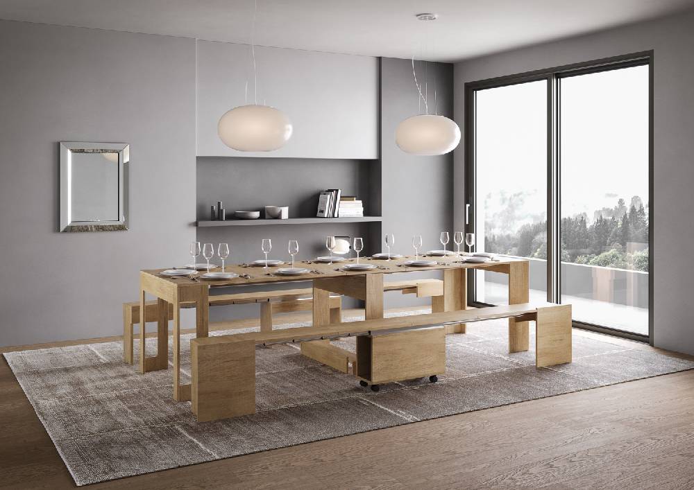Itamoby Consolle allungabile Evolve con Panca inferiore e superiore Quercia Natura Saldi Di Fabbrica