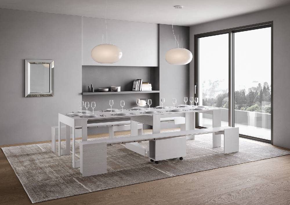 Itamoby Consolle allungabile Evolve con Panca inferiore e superiore Bianco Frassino I Più Venduti