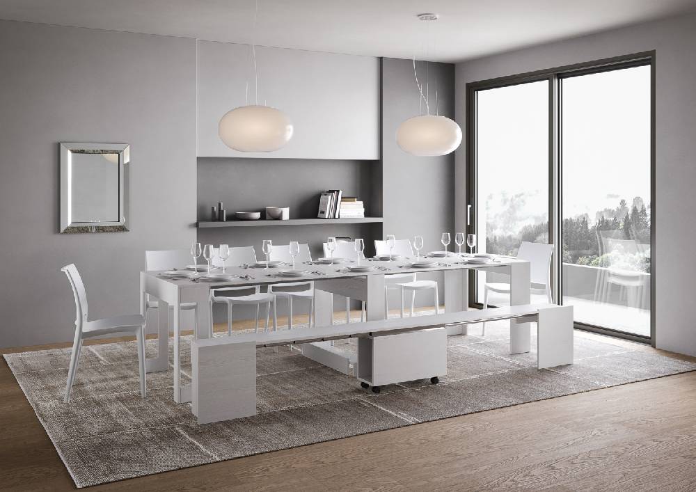 Itamoby Consolle allungabile Evolve con Panca inferiore Bianco Frassino In Saldo