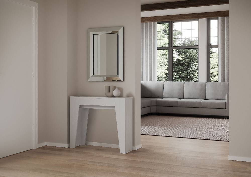 Itamoby Consolle allungabile 90×25/181 cm Narrow Bianco Frassino In Linea