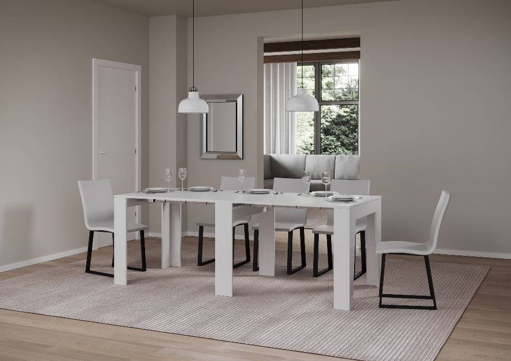 Itamoby Consolle allungabile 90×25/181 cm Narrow Bianco Frassino In Linea