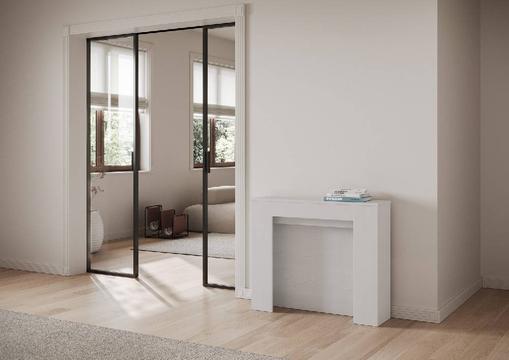 Itamoby Consolle allungabile 90×25/211 cm Kiba Bianco Frassino Promozione Limitata