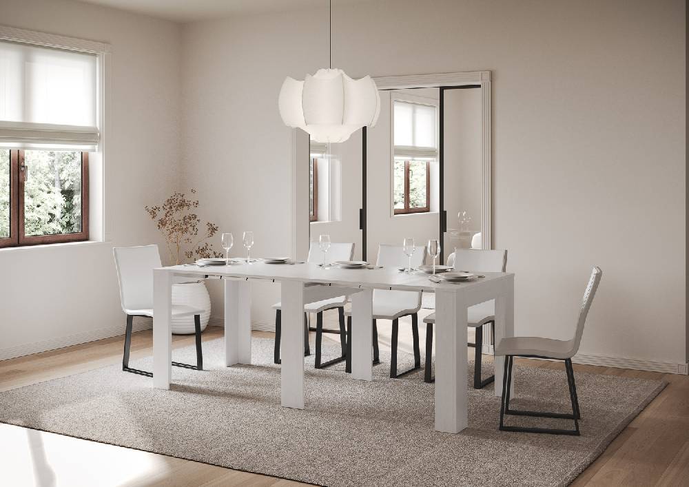 Itamoby Consolle allungabile 90×25/211 cm Kiba Bianco Frassino Promozione Limitata