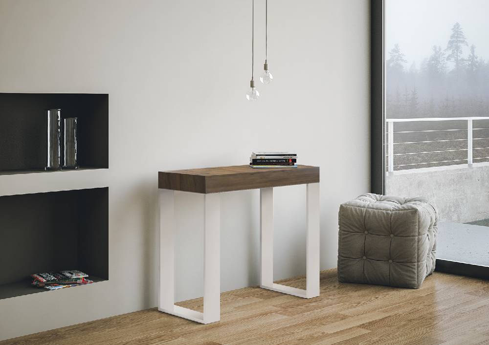 Itamoby Consolle allungabile 90×40/300 cm Tecno Noce telaio Bianco Fino Al -60%