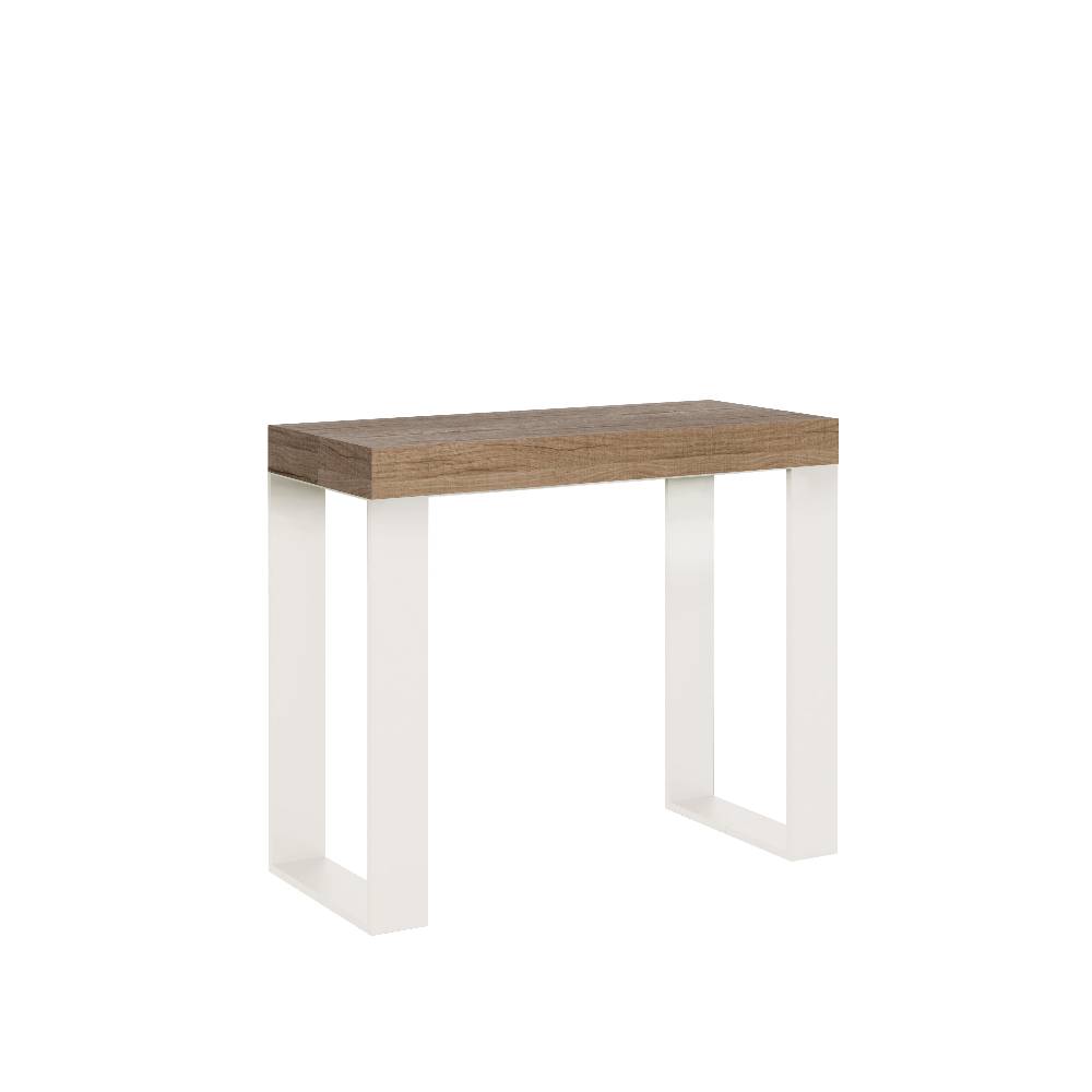 Itamoby Consolle allungabile 90×40/300 cm Tecno Quercia Natura telaio Bianco