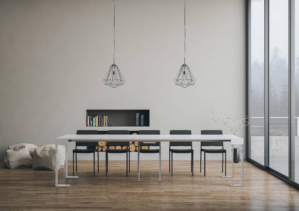 Itamoby Consolle allungabile 90×40/300 cm Tecno Bianco Frassino telaio Bianco Affare Del Giorno