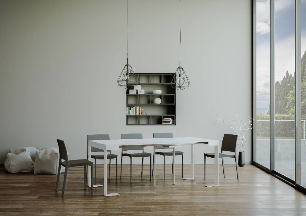 Itamoby Consolle allungabile 90×40/196 cm Tecno Small Bianco Frassino telaio Bianco Novità