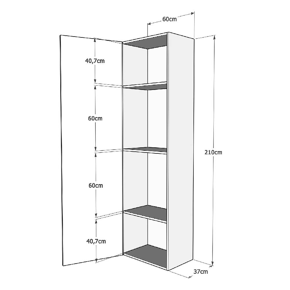 Itamoby Base Colonna a terra L.60 H.210,3 P.39,5 sx-dx Bianco Frassino Negozi Online