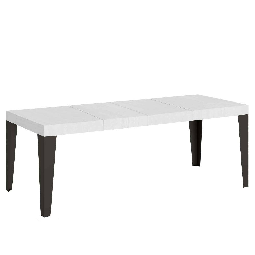 Itamoby Tavolo allungabile 90×160/264 cm Flame Premium Bianco Frassino telaio Antracite