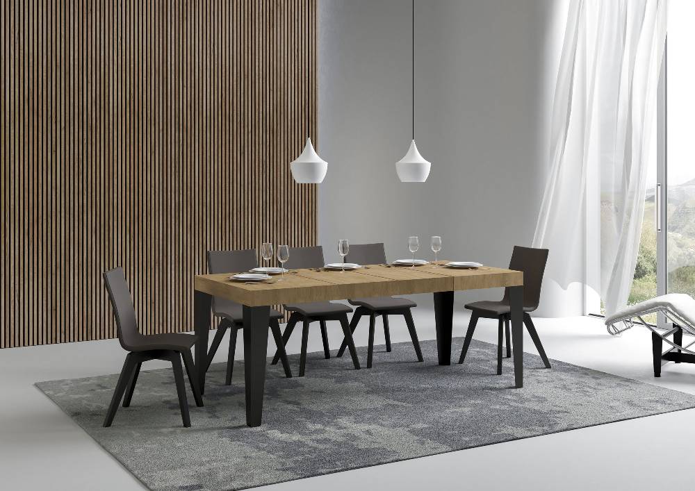 Itamoby Tavolo allungabile 90X120/224 cm Flame Premium Quercia Natura telaio Antracite Moda