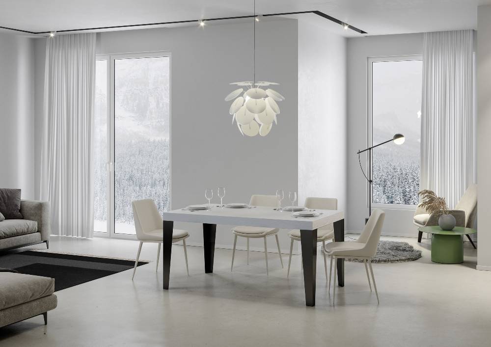 Itamoby Tavolo allungabile 90X120/224 cm Flame Premium Bianco Frassino telaio Antracite 2025