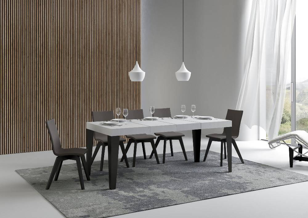 Itamoby Tavolo allungabile 90X120/224 cm Flame Premium Bianco Frassino telaio Antracite 2025
