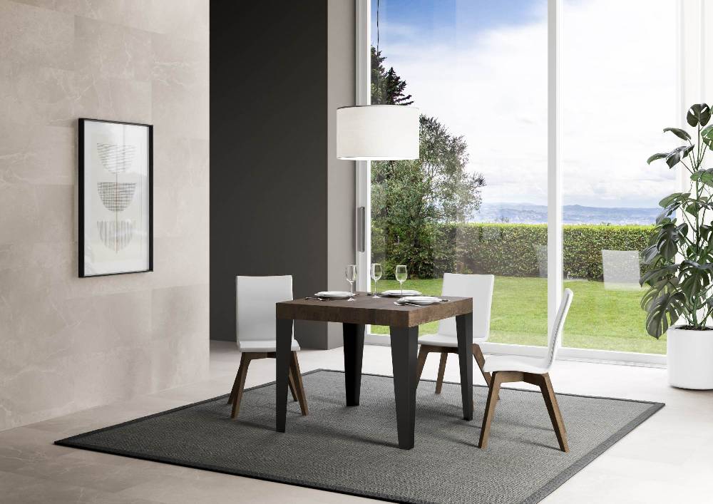 Itamoby Tavolo allungabile 90×90/246 cm Flame Premium Noce telaio Antracite Italy