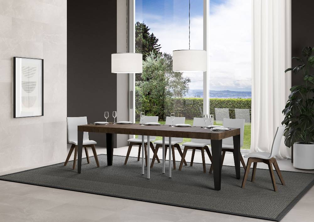 Itamoby Tavolo allungabile 90×90/246 cm Flame Premium Noce telaio Antracite Italy