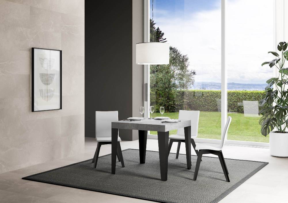 Itamoby Tavolo allungabile 90×90/246 cm Flame Premium Cemento telaio Antracite Italia