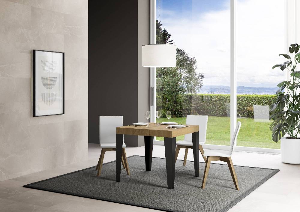 Itamoby Tavolo allungabile 90×90/246 cm Flame Premium Quercia Natura telaio Antracite 2025