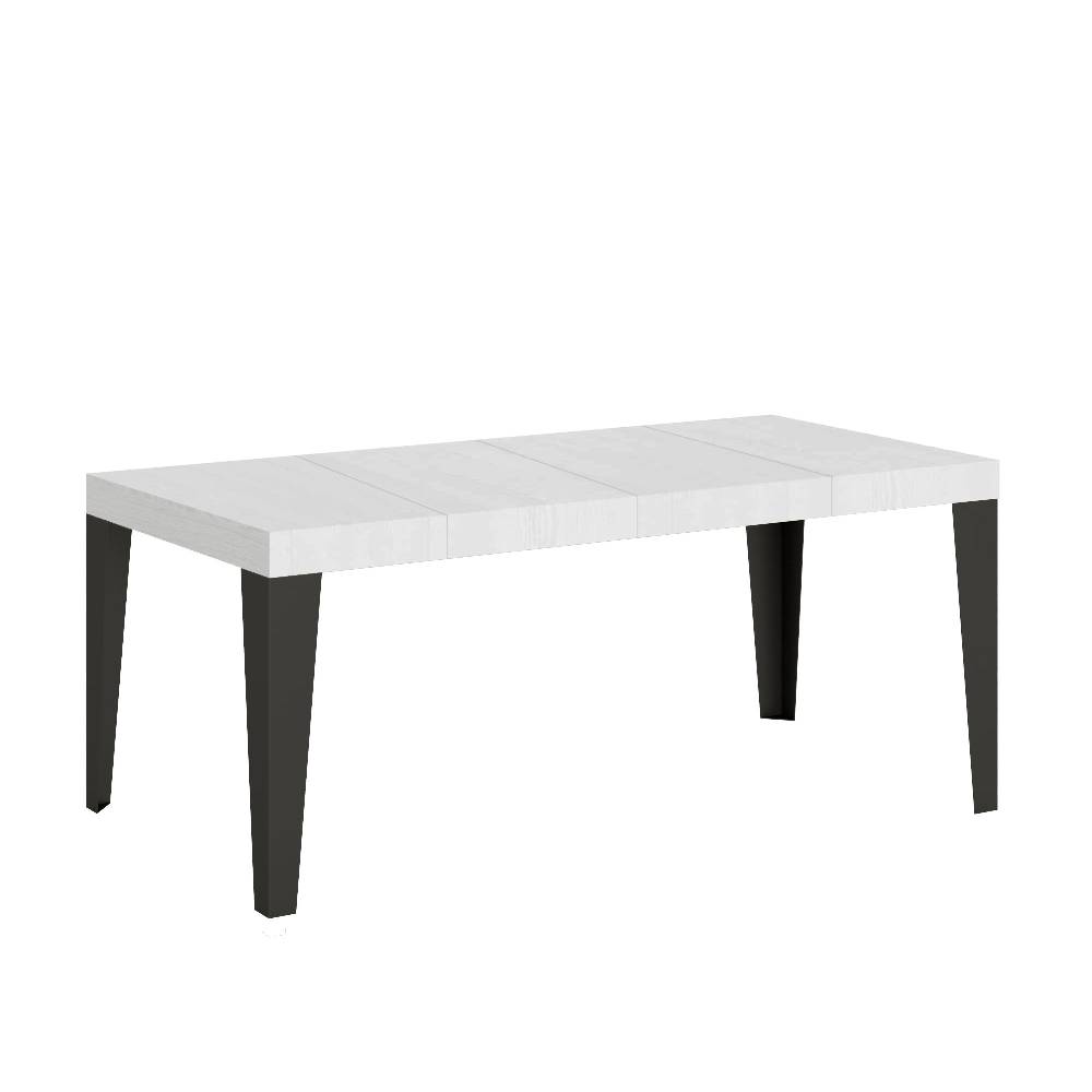 Itamoby Tavolo allungabile 90×90/246 cm Flame Premium Bianco Frassino telaio Antracite
