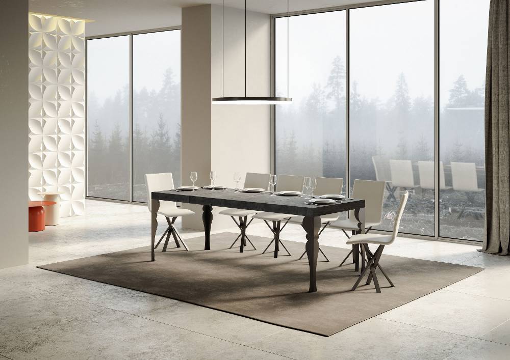 Itamoby Tavolo allungabile 90×160/264 cm Paxon Premium Cemento telaio Antracite Pezzi Unici