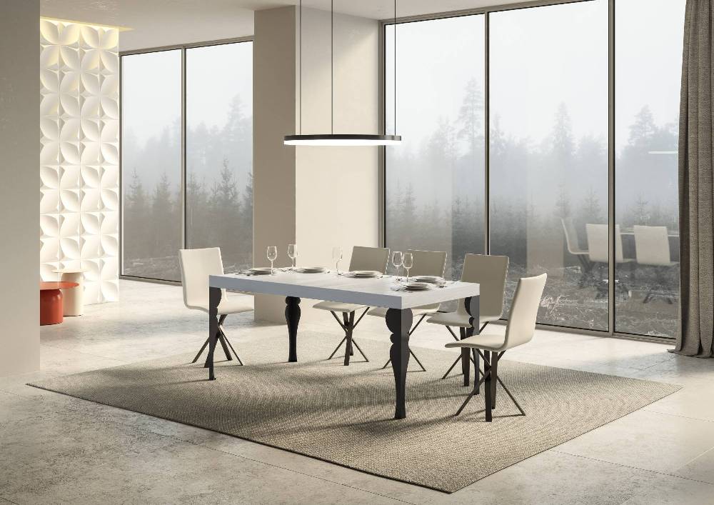 Itamoby Tavolo allungabile 90×160/264 cm Paxon Premium Bianco Frassino telaio Antracite Qualità Garantita