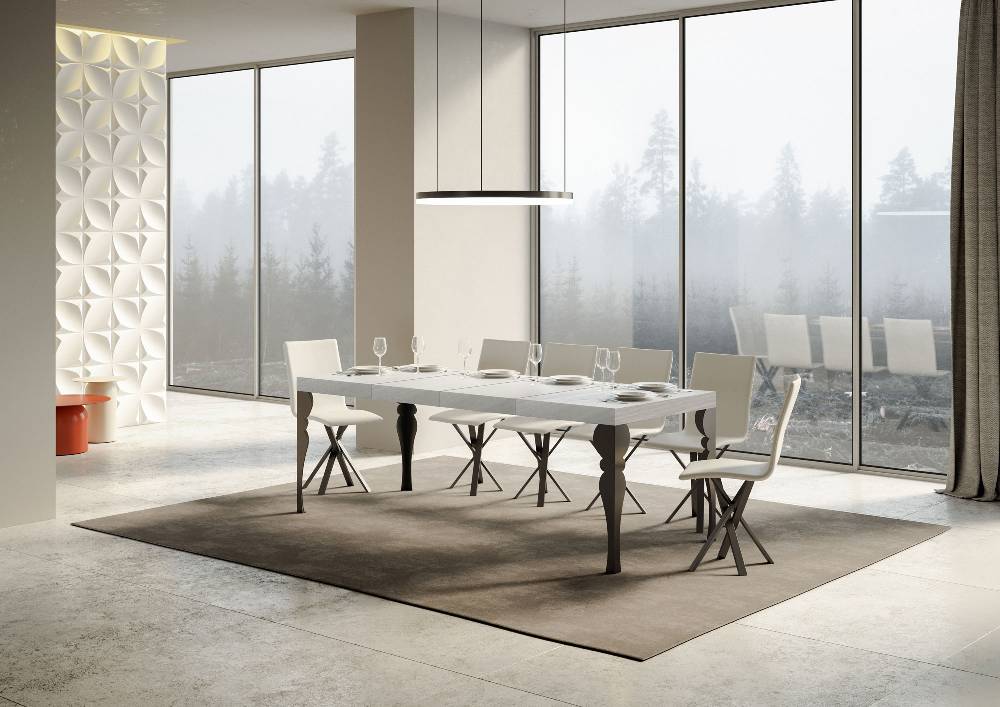 Itamoby Tavolo allungabile 90×160/264 cm Paxon Premium Bianco Frassino telaio Antracite Qualità Garantita