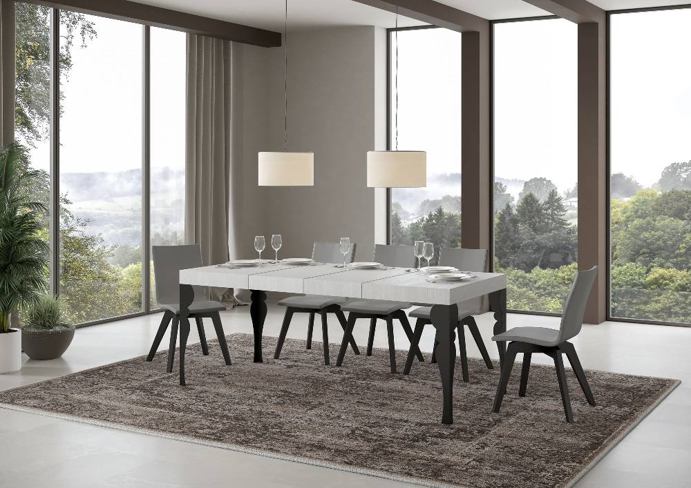Itamoby Tavolo allungabile 90X120/224 cm Paxon Premium Bianco Frassino telaio Antracite Presa