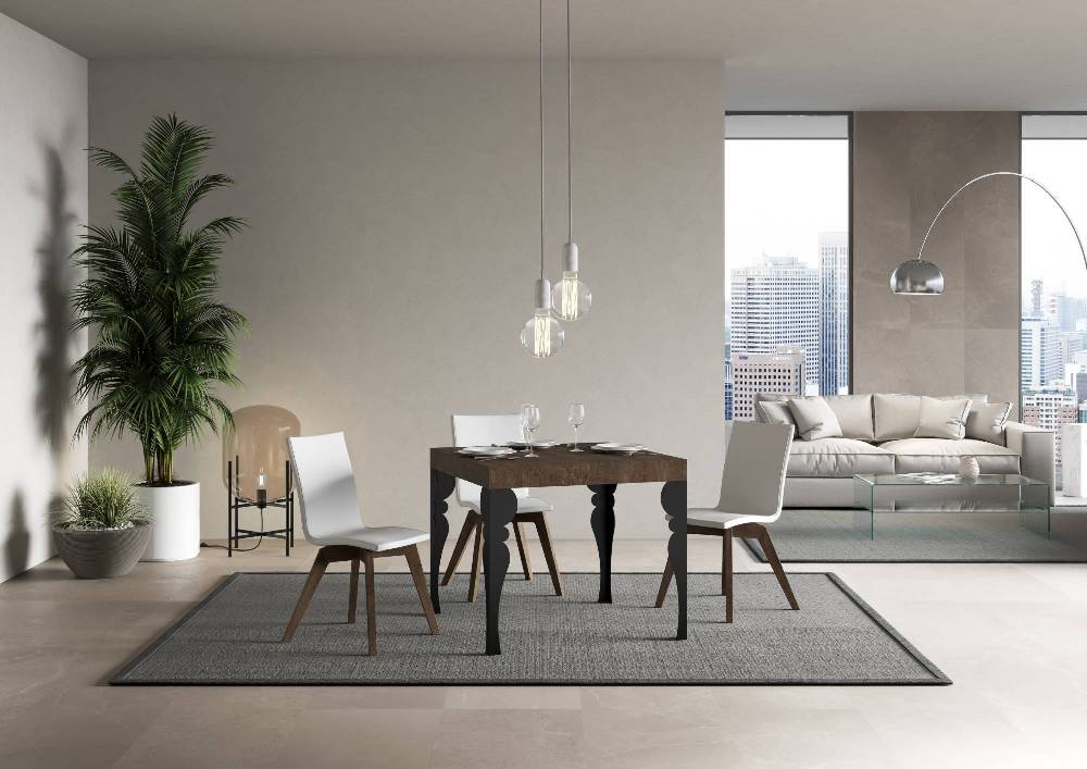 Itamoby Tavolo allungabile 90×90/246 cm Paxon Premium Noce telaio Antracite Sconto