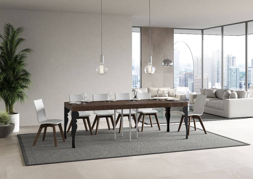 Itamoby Tavolo allungabile 90×90/246 cm Paxon Premium Noce telaio Antracite Sconto