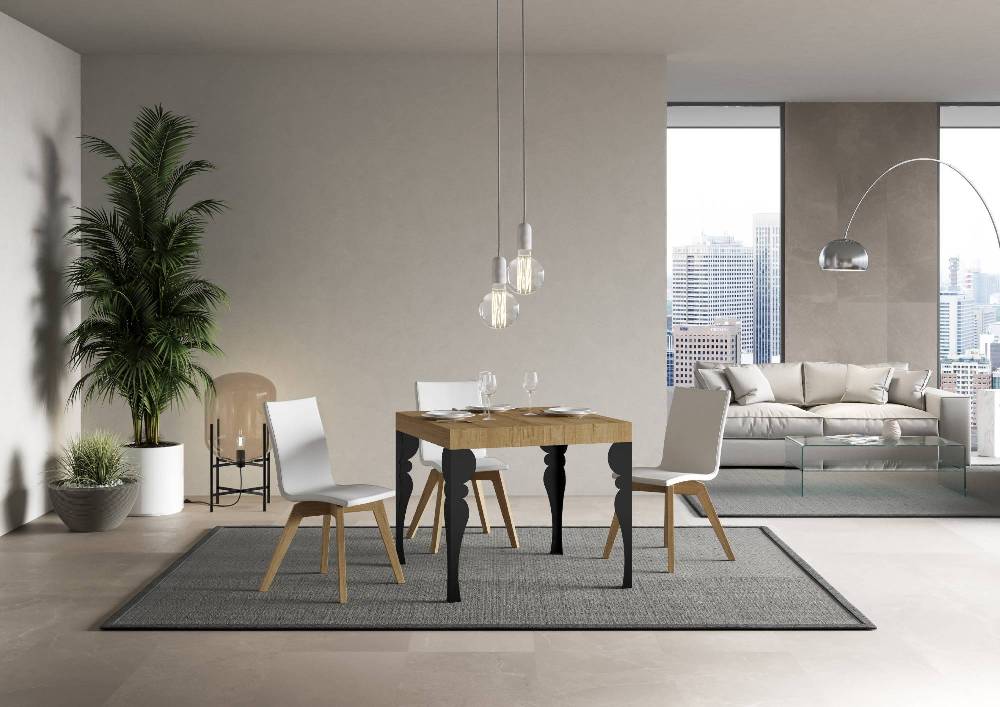 Itamoby Tavolo allungabile 90×90/246 cm Paxon Premium Quercia Natura telaio Antracite Economico