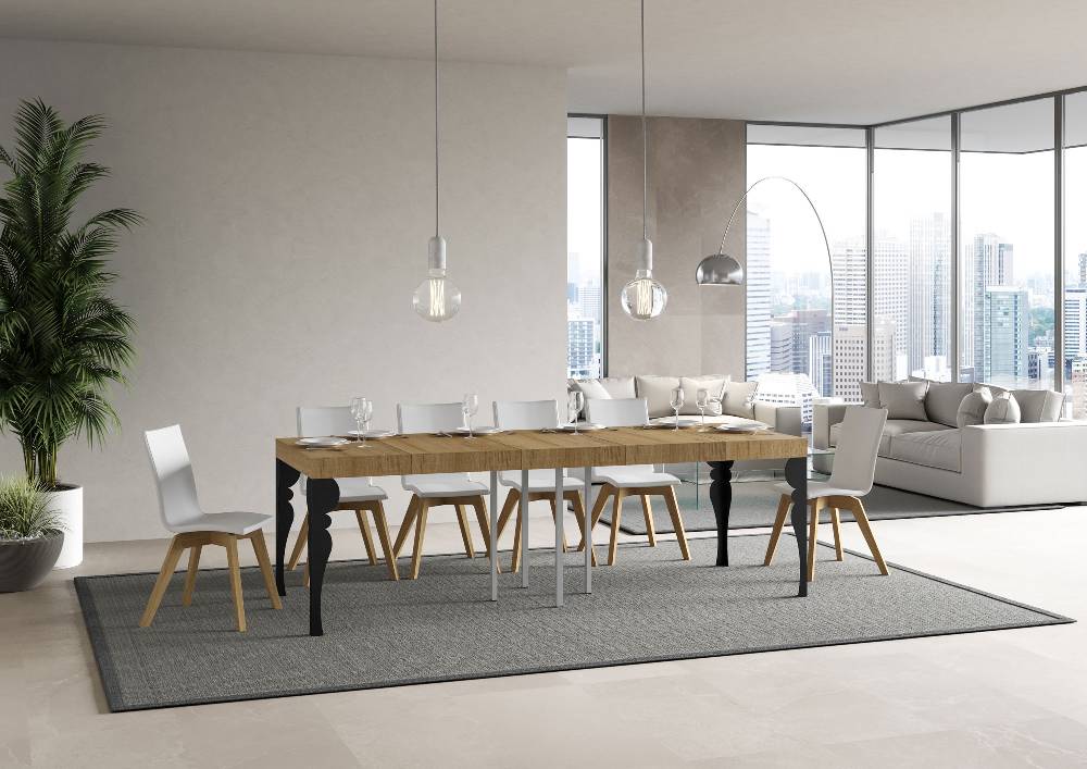 Itamoby Tavolo allungabile 90×90/246 cm Paxon Premium Quercia Natura telaio Antracite Economico
