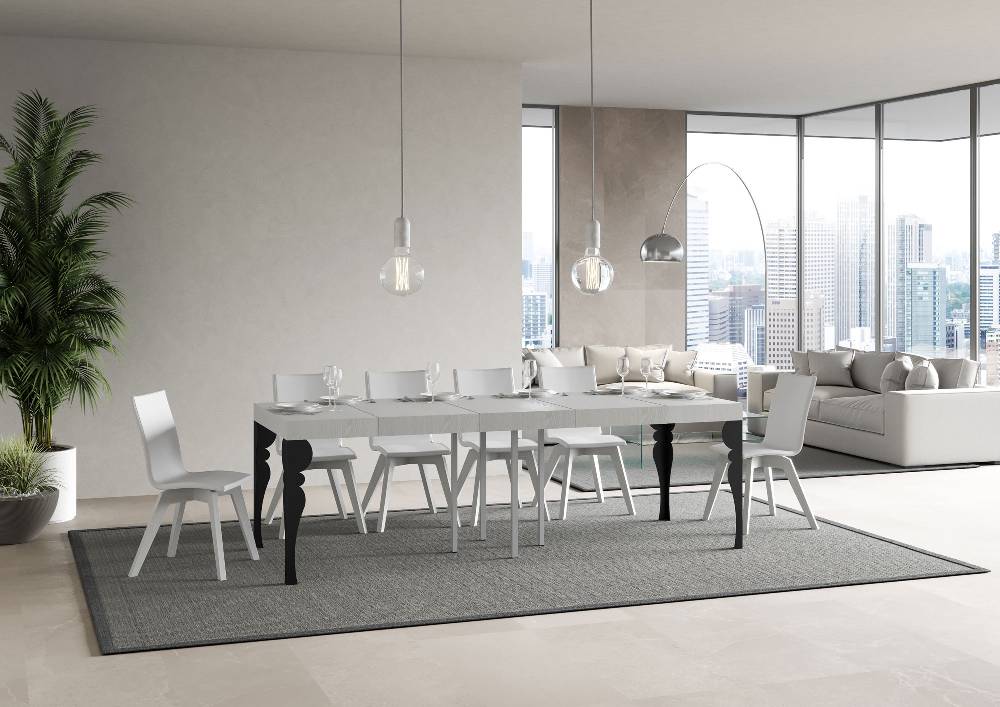 Itamoby Tavolo allungabile 90×90/246 cm Paxon Premium Bianco Frassino telaio Antracite Online