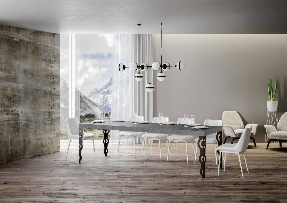 Itamoby Tavolo allungabile 90×160/264 cm Karamay Premium Cemento telaio Antracite Nuova