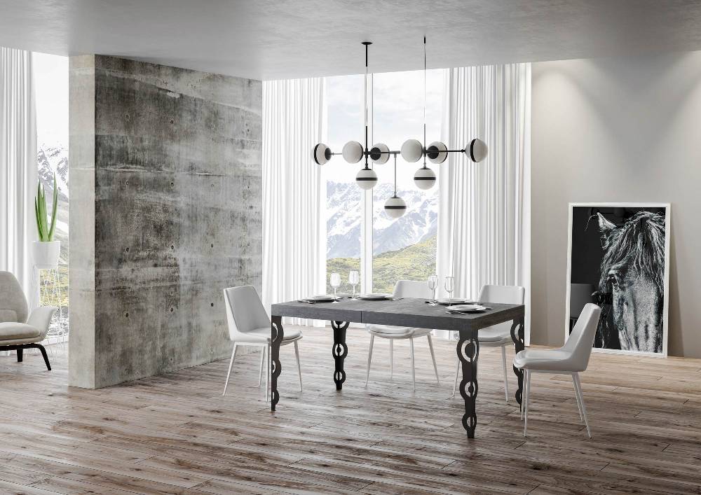 Itamoby Tavolo allungabile 90×130/234 cm Karamay Premium Cemento telaio Antracite Qualità