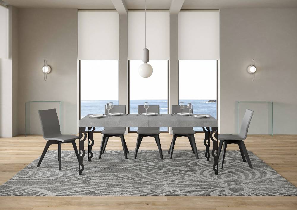Itamoby Tavolo allungabile 90×130/234 cm Karamay Premium Cemento telaio Antracite Qualità