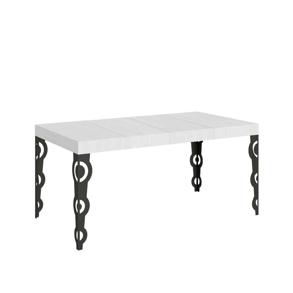 Itamoby Tavolo allungabile 90X120/224 cm Karamay Premium Bianco Frassino telaio Antracite