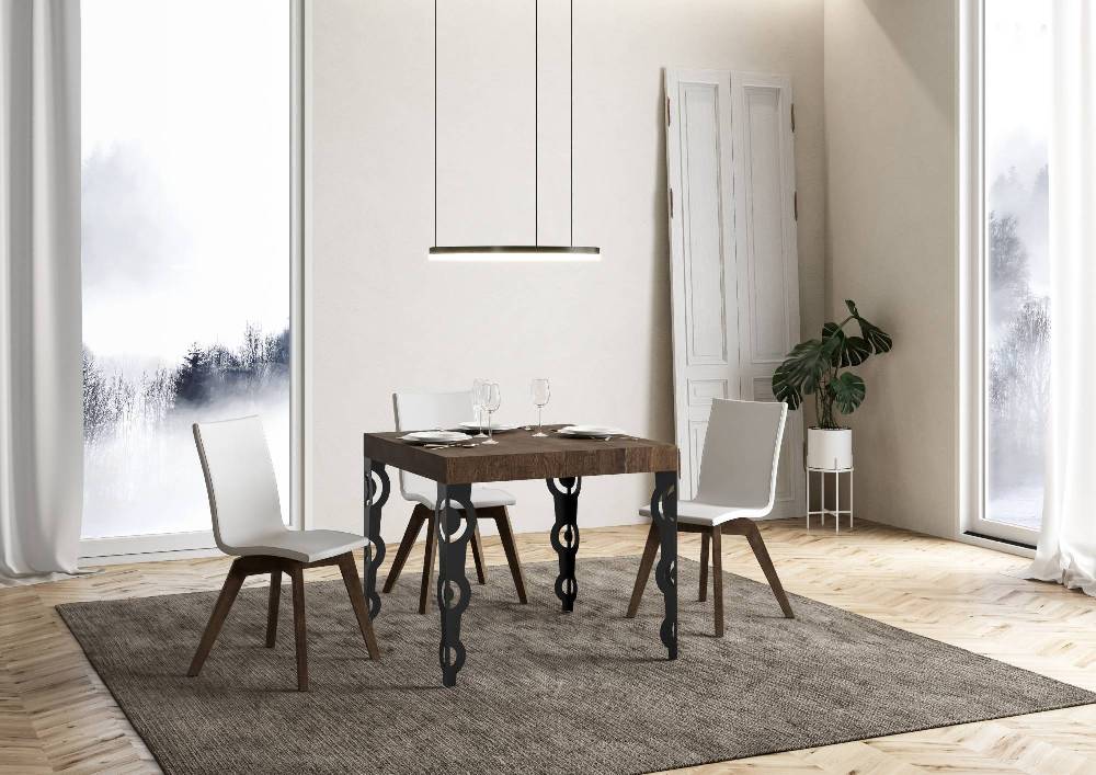 Itamoby Tavolo allungabile 90×90/246 cm Karamay Premium Noce telaio Antracite Negozi Online