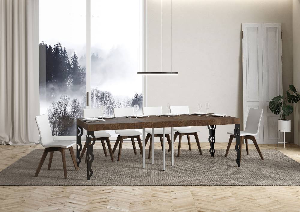 Itamoby Tavolo allungabile 90×90/246 cm Karamay Premium Noce telaio Antracite Negozi Online
