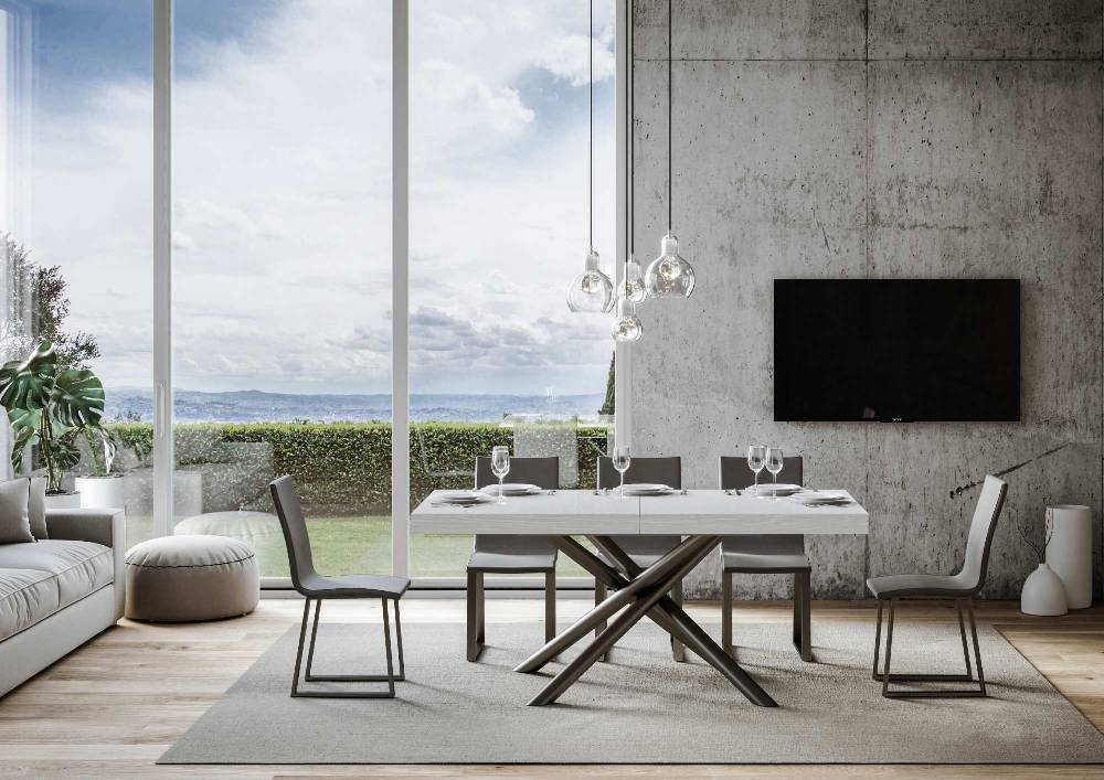 Itamoby Tavolo allungabile 90×160/264 cm Famas Premium Bianco Frassino telaio Antracite Italia