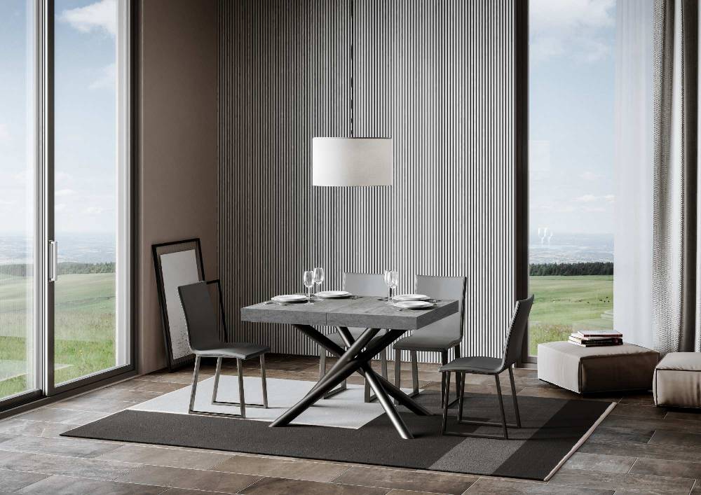 Itamoby Tavolo allungabile 90×120/224 cm Famas Premium Cemento telaio Antracite Qualità Garantita